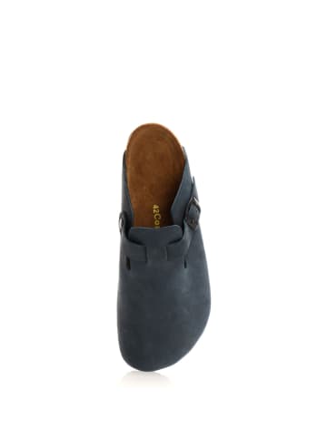 Comfortfusse Leder-Clogs in Dunkelblau