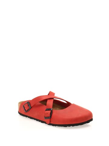 Comfortfusse Leren clogs rood