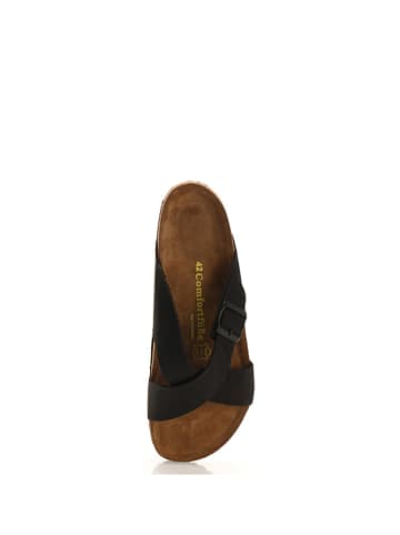 Comfortfusse Leren slippers zwart