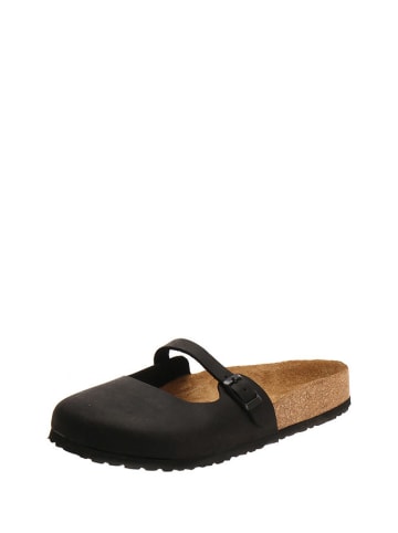 Comfortfusse Leder-Clogs in Schwarz