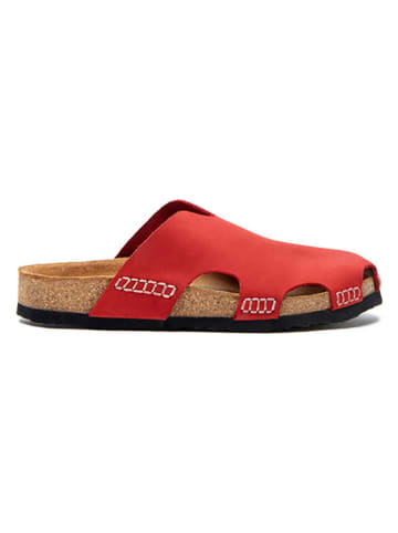 Comfortfusse Leren clogs rood