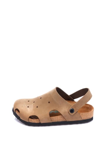 Comfortfusse Leder-Clogs in Sand