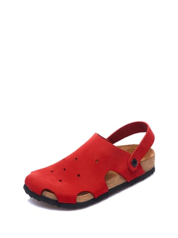 Comfortfusse Leren clogs rood