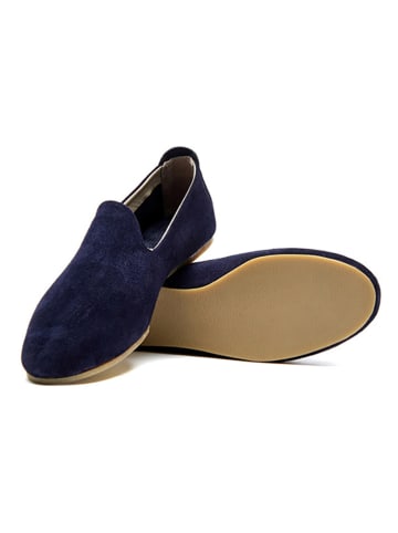 Comfortfusse Skórzane slippersy w kolorze granatowym