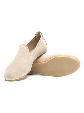 Comfortfusse Leren instappers beige