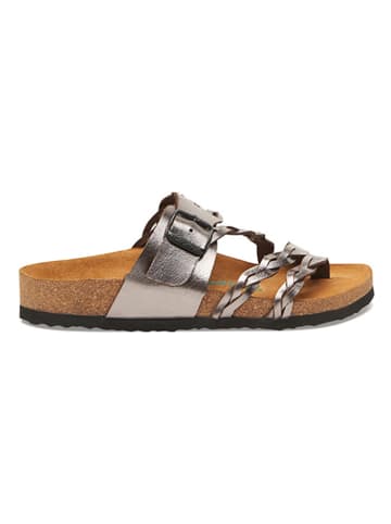 Comfortfusse Skórzane japonki w kolorze srebrnym