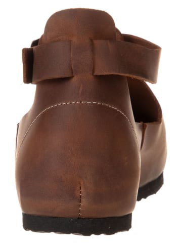 Comfortfusse Skórzane baleriny w kolorze brązowym z paskiem