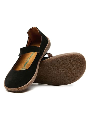Comfortfusse Leren ballerina's met bandje zwart