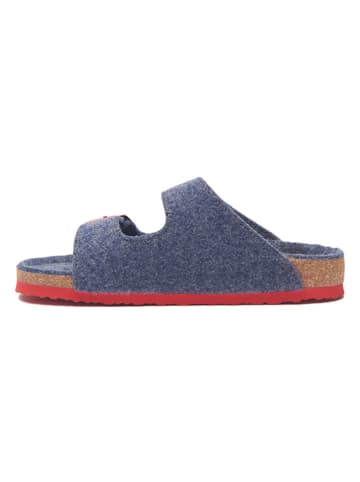 Comfortfusse Wollen slippers rood/donkerblauw