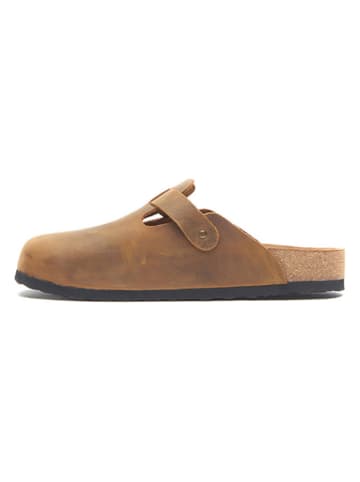 Comfortfusse Skórzane chodaki w kolorze jasnobrązowym