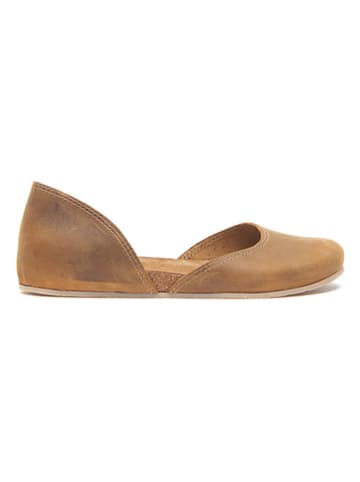 Comfortfusse Leren ballerina's lichtbruin