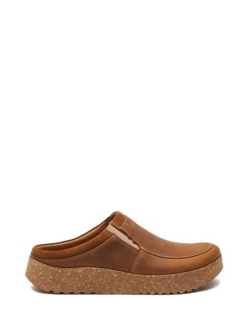 Comfortfusse Leren clogs lichtbruin