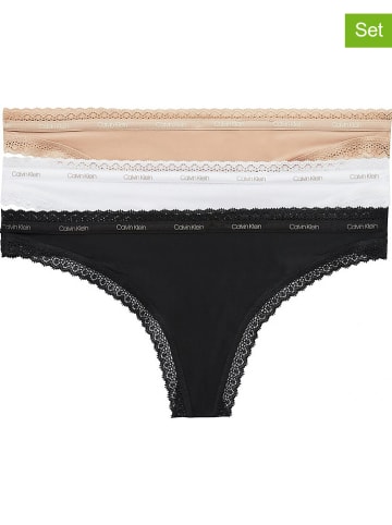 Calvin Klein 3-delige set: strings zwart/wit/nude