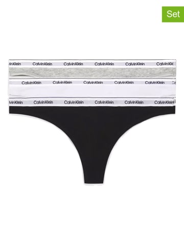 Calvin Klein 3er-Set: Strings in Weiß/ Schwarz/ Grau