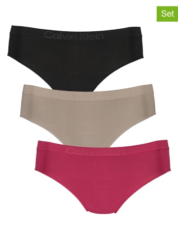 Calvin Klein 3er-Set: Slips in Beige/ Schwarz/ Pink