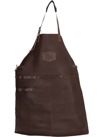 HIDE & STITCHES Leder-Grillschürze in Dunkelbraun - (B)63 x (H)85 x (T)0,50 cm
