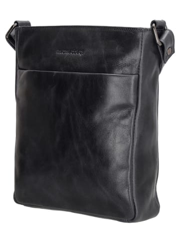 micmacbags Leder-Umhängetasche in Schwarz - (B)23 x (H)24 x (T)6 cm