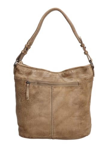 HIDE & STITCHES Leder-Schultertasche in Beige - (B)34 x (H)30 x (T)9 cm