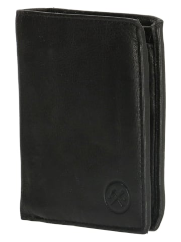 HIDE & STITCHES Leren portemonnee zwart - (B)9,5 x (H)11,5 x (D)2 cm