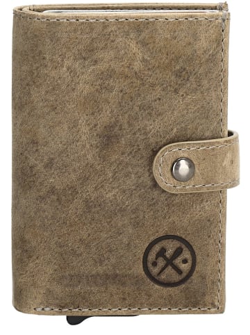 HIDE & STITCHES Leder-Geldbörse "Idaho" in Taupe - (B)10 x (H)8 x (T)1,5 cm