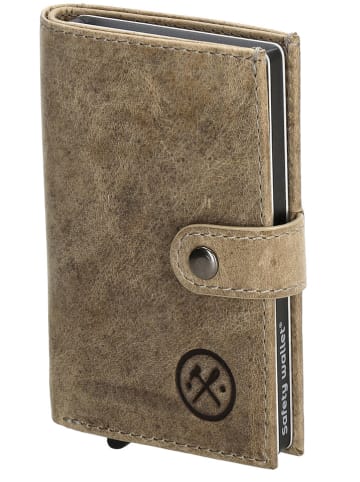 HIDE & STITCHES Leren portemonnee "Idaho" taupe - (B)10 x (H)8 x (D)1,5 cm