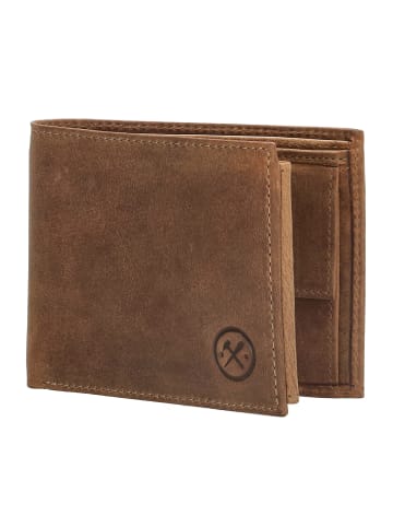 HIDE & STITCHES Leder-Geldbörse in Hellbraun - (B)12 x (H)9,5 x (T)2 cm