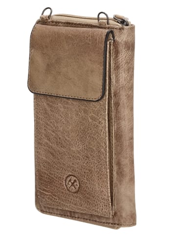 HIDE & STITCHES Leder-Handytasche in Hellbraun - (B)11,5 x (H)19 x (T)3 cm