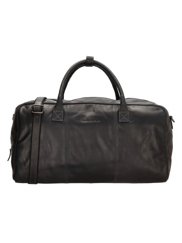 HIDE & STITCHES Leren weekendtas zwart - (B)54 x (H)32 x (D)21 cm