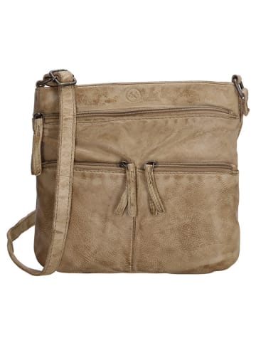 HIDE & STITCHES Leder-Umhängetasche in Beige - (B)20 x (H)22 x (T)3 cm