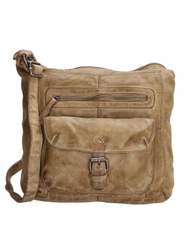HIDE & STITCHES Leder-Umhängetasche in Beige - (B)27 x (H)27 x (T)8 cm