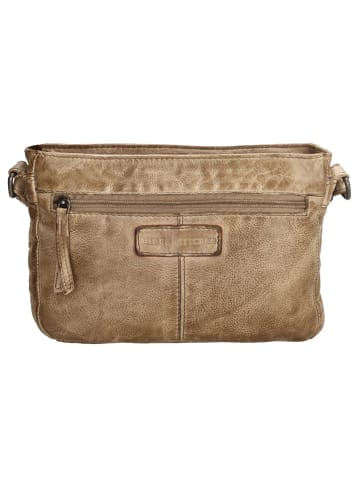 HIDE & STITCHES Leren schoudertas beige - (B)23 x (H)16 x (D)4 cm