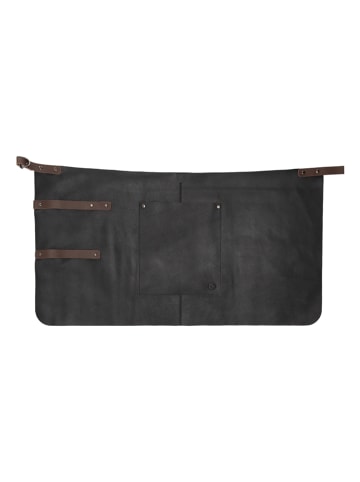 HIDE & STITCHES Leder-Grillschürze in Schwarz - (B)38 x (H)70 x (T)0,5 cm