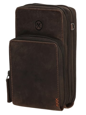 HIDE & STITCHES Leren smartphonetas bruin - (B)11 x (H)20 x (D)13 cm