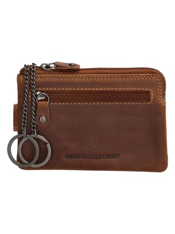 HIDE & STITCHES Leder-Schlüsseletui in Hellbraun - (B)12 x (H)8 x (T)1 cm