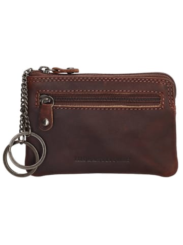 HIDE & STITCHES Leder-Schlüsseletui in Braun - (B)12 x (H)8 x (T)1 cm