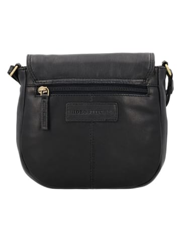 HIDE & STITCHES Leder-Umhängetasche in Schwarz - (B)20 x (H)19 x (T)5 cm