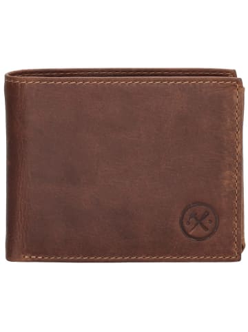 HIDE & STITCHES Leren portemonnee lichtbruin - (B)8 x (H)10 x (D)1,5 cm