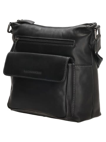 HIDE & STITCHES Leder-Umhängetasche in Schwarz - (B)24 x (H)25 x (T)10 cm
