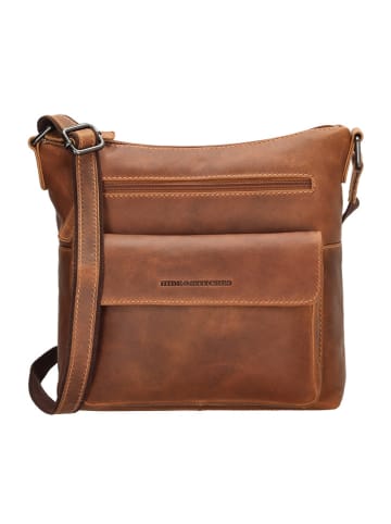 HIDE & STITCHES Leder-Umhängetasche in Hellbraun - (B)24 x (H)25 x (T)10 cm