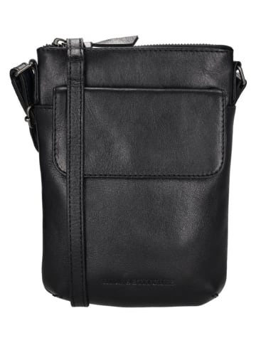 HIDE & STITCHES Skórzana torebka "Porto" w kolorze czarnym - 12 x 22 x 7 cm