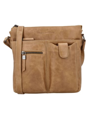 HIDE & STITCHES Leder-Umhängetasche "Porto" in Hellbraun - (B)25,5 x (H)23,5 x (T)4,5 cm