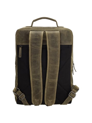 HIDE & STITCHES Skórzany plecak w kolorze khaki - 30 x 40 x 10 cm