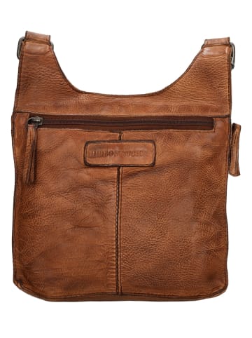 HIDE & STITCHES Leder-Umhängetasche in Cognac - (B)22 x (H)20 x (T)7 cm