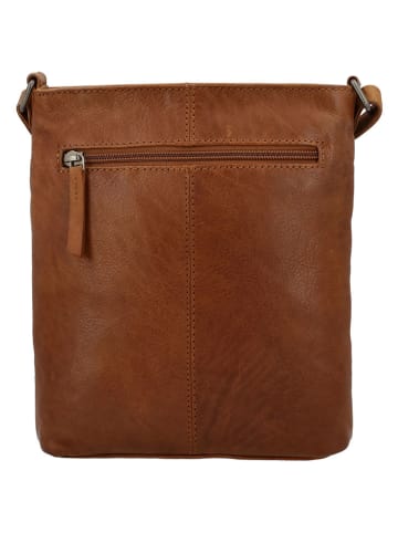 HIDE & STITCHES Leder-Umhängetasche in Hellbraun - (B)17 x (H)20 x (T)2 cm