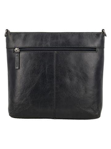 HIDE & STITCHES Leder-Umhängetasche in Schwarz - (B)26 x (H)25 x (T)4 cm