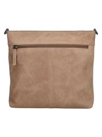HIDE & STITCHES Leder-Umhängetasche in Beige - (B)26 x (H)25 x (T)4 cm