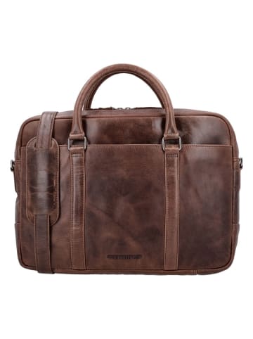 HIDE & STITCHES Leren businesstas bruin - (B)38 x (H)29 x (D)7 cm