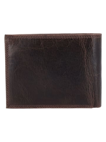 HIDE & STITCHES Skórzany portfel w kolorze brązowym - 12 x 10 x 2 cm