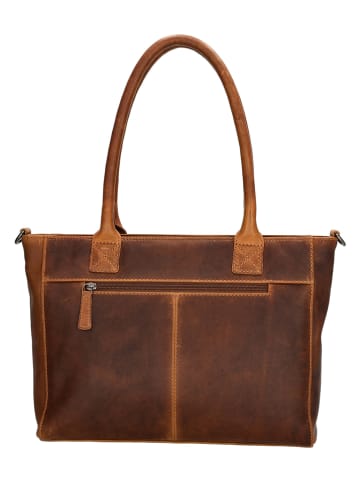 HIDE & STITCHES Leren schoudertas "Japura" lichtbruin - (B)31 x (H)24 x (D)8 cm