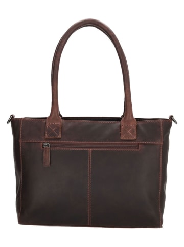 HIDE & STITCHES Leren schoudertas "Japura" bruin - (B)31 x (H)24 x (D)8 cm